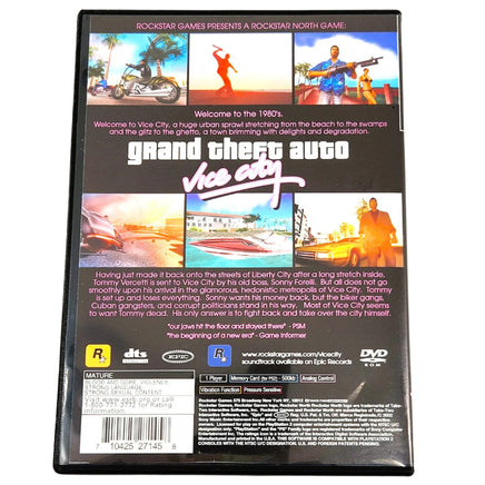Grand Theft Auto Vice City Playstation 2 Good - Back Cover Art Shown