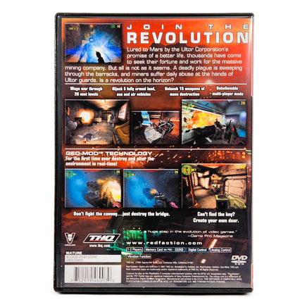 Red Faction Greatest Hits PlayStation 2 Very Good CIB - Game Case Back Cover