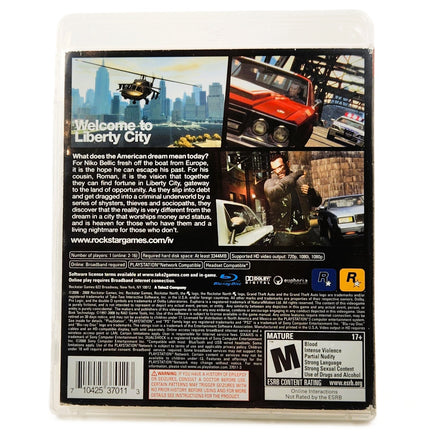 Grand Theft Auto Iv Playstation 3 Good - Back Cover Art Shown