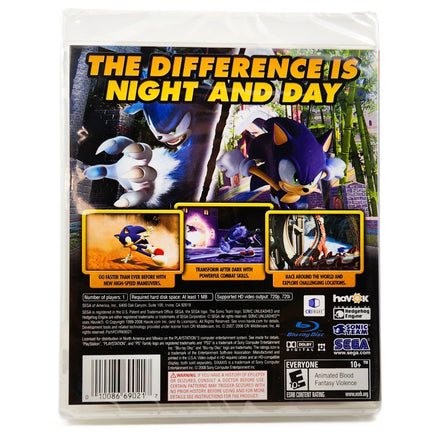 Sonic Unleashed Playstation 3 Brand New - Game Case Rear Artwork