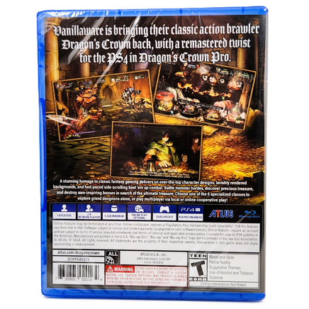 Dragons Crown Pro Playstation 4 Brand New - Back Cover Of Sealed Game Case