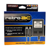 Universal AC Power Supply Adapter Cable for NES, SNES, Genesis 1 System New Front of Box