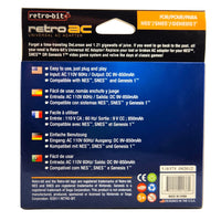 Universal AC Power Supply Adapter Cable for NES, SNES, Genesis 1 System New Back of Box