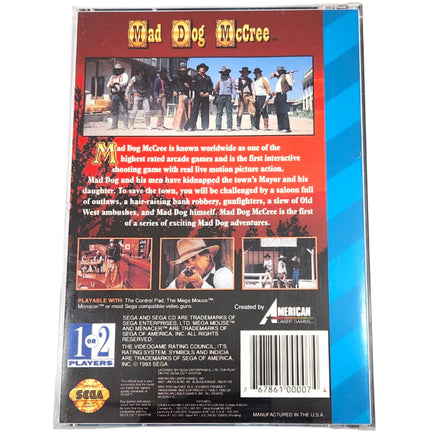 Mad Dog Mccree Sega Cd Very Good - Cib Case – Rear View of Long Box Case