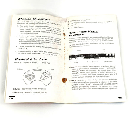 Novastorm Sega Cd Good - Open Manual Showing Moisture Damage
