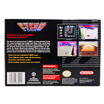 F-Zero Players Choice Super Nintendo Very Good - Game Packaging Back Side