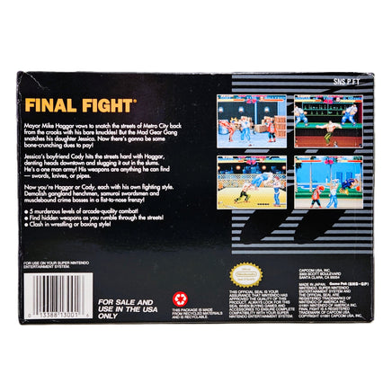 Final Fight Super Nintendo Very Good - Complete In Box Reverse View