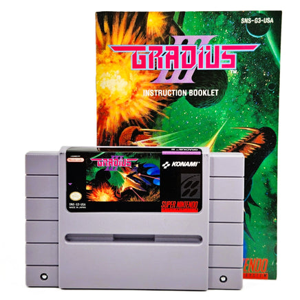 Gradius III Super Nintendo Very Good Loose - Game Cartridge Front with Manual