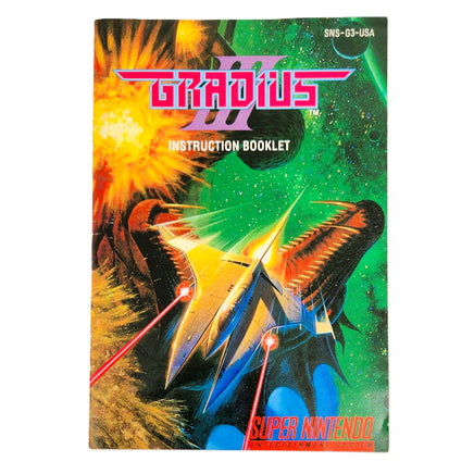 Gradius III Super Nintendo Very Good Loose - Game Manual Front Shown