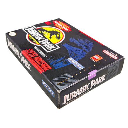 Jurassic Park Super Nintendo Very Good CIB - Official Game Box Bottom Corner