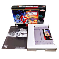 Super Star Wars The Empire Strikes Back Super Nintendo Very Good CIB - Official Retail Game Box with Instruction Manual and Cartridge Shown in Cardboard Tray Insert