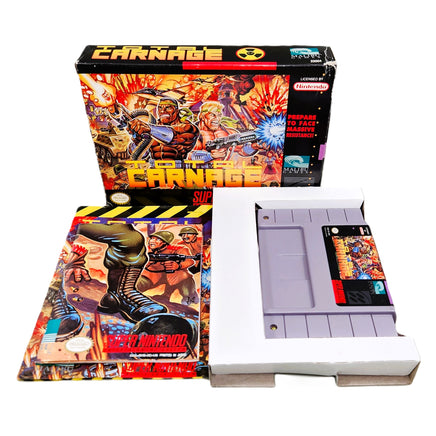 Total Carnage Super Nintendo Very Good CIB - Authentic Retail Game Box with Manual and Cartridge Shown