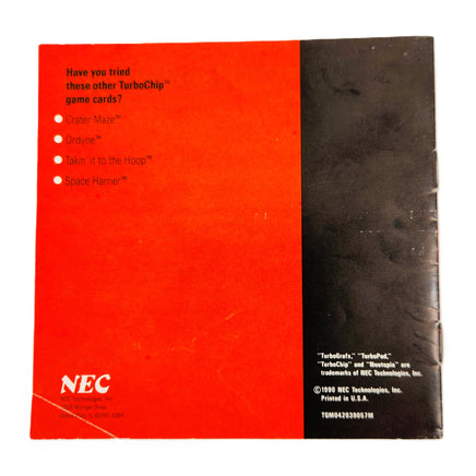 Neutopia Turbografx16 Good Loose - Back Of Game Manual