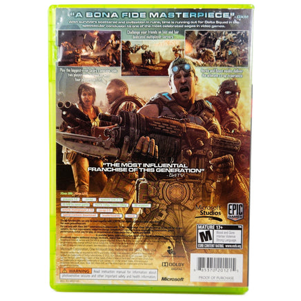 Gears Of War 3 Xbox 360 Very Good - Game Case Rear Artwork