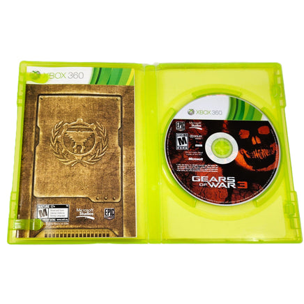 Gears Of War 3 Xbox 360 Very Good - Open Case Displaying Game Contents