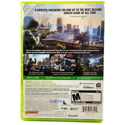 Sniper Ghost Warrior 2 Limited Edition Xbox 360 Brand New - Back Cover Art Shown