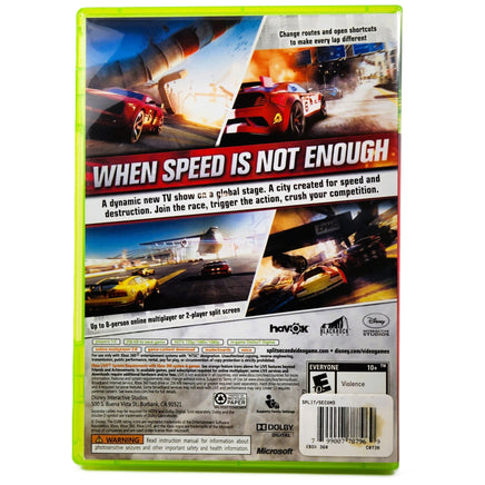 Split Second Xbox 360 Very Good - Authentic Back Cover Art