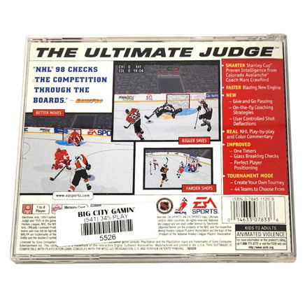 NHL 98 Playstation 1 Acceptable - Back Of Retail Game Box
