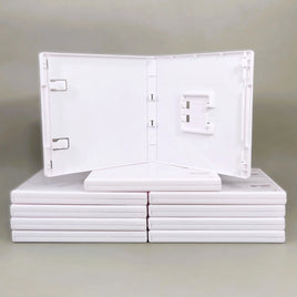 Nintendo 3DS 2DS Replacement Game Case 10-Pack – New White Empty Cartridge Case - View Showing Cases Stacked Neatly with One Open Showing Inside