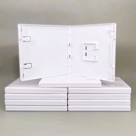 Nintendo 3DS 2DS Replacement Game Case 10-Pack – New White Empty Cartridge Case - View Showing Cases Stacked Neatly with One Open Showing Inside