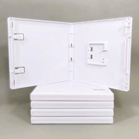 Nintendo 3DS 2DS Replacement Game Case 5-Pack – New White Empty Cartridge Case - View Showing Stacked and Open Cases