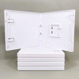 Nintendo 3DS 2DS Replacement Game Case 5-Pack – New White Empty Cartridge Case - View Showing Stacked and Open Cases
