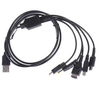 5-In-1 USB Charging Cable GBA SP Ds 3Ds 2Ds PSP Wii U Gamepad Handheld Systems Brand New Loose - Top View Showing Full Cable Coiled Up Nicely