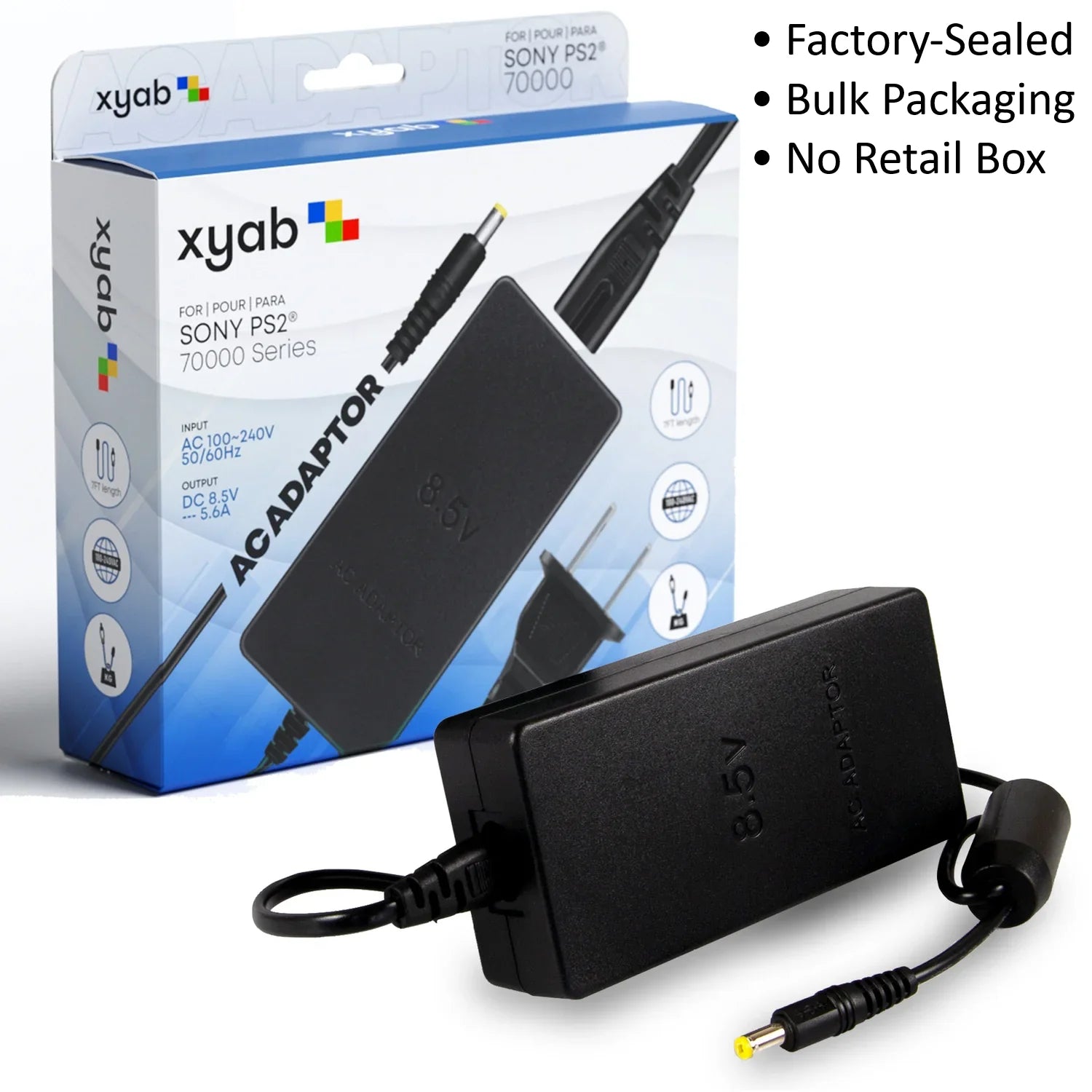 PS2 Slim AC Adapter | 8 ft AC Power Cable Replacement| Retro Game Fan