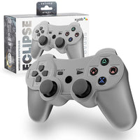 Eclipse Wireless Controller For PlayStation 3 Steel Silver Gamepad Replacement Brand New - View of Controller Sitting Outside of Retail Box to Show Button Detail and Color