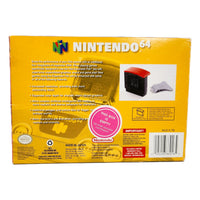 The back of N64 Expansion Pak box, showing product details, features, barcode, and a pink Electronics Boutique 'This Box Is Empty' sticker.