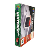 Nintendo 64 4MB Expansion Pak shown at an angle, displaying the green spine with the classic NINTENDO 64 branding and artwork.