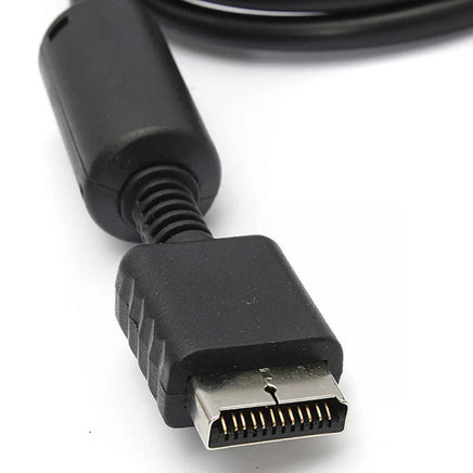 HD Component AV Cable For PlayStation 2 3 6 Ft Brand New Loose - Detailed Close Up of Sony PlayStation Proprietary Connector End of Cord