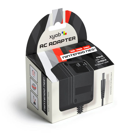 NES Power Adapter - AC Power Supply Cable for Nintendo NES Console - View of retail packaging, brand new condition