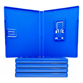 PS Vita 1000 2000 Replacement Game Case 5-Pack Cartridge Storage Cases Brand New Loose - View showing an open case showing cartridge holder sitting on top of stack of cases