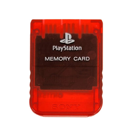Sony PlayStation 1 Memory Card Clear Red Genuine OEM Very Good Loose - View 1