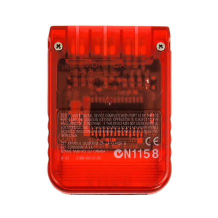 Sony PlayStation 1 Memory Card Clear Red Genuine OEM Very Good Loose - View 2