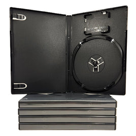 5 Empty PS2 14mm Replacement Cases with Memory Card Holder for PlayStation 2 Games Brand New - Shown Stacked with one case open on top