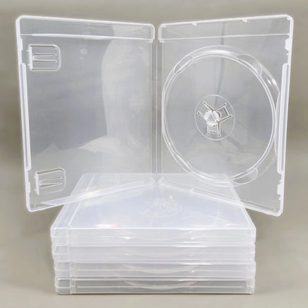 PS3 Replacement Game Case 5-Pack - Empty Disc Case [Clear] - All five jewel cases shown, brand new condition, loose