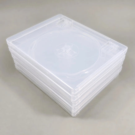 PS3 Replacement Game Case 5-Pack - Empty Disc Case [Clear] - All five cases stacked neatly, brand new condition, loose
