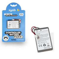 PS4 Controller Replacement Battery Rechargeable Battery Pack Brand New - View of battery in front of retail packaging showing connector wire
