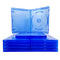 Replacement Game Cases For Sony PlayStation 4 PS4 10 Pack Blue Disc Cases Brand New Loose - View Showing One Open Empty Case Sitting On Top of Stack of Cases