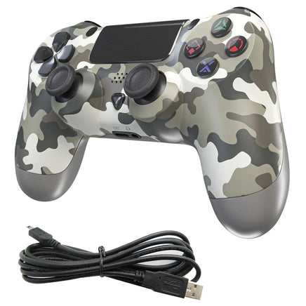 PS4 Wireless Controller Camo Gamepad Replacement Brand New - View of control pad with USB charging and sync cable