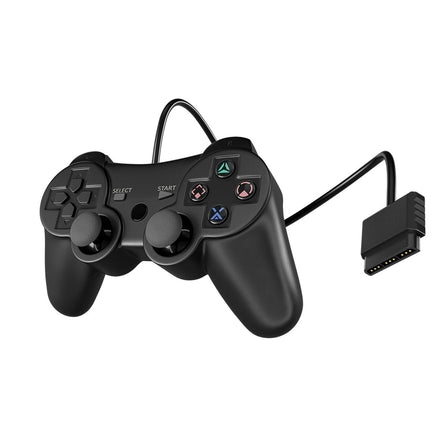Sentinel Wired Controller For PlayStation 2 Black Gamepad Replacement Brand New - Angled View of Controller Outside of Retail Packaging to Show Detail of Product