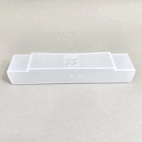 Super Nintendo Cartridge Dust Cover Clear Official SNES Logo Good Loose - Front & Bottom Close-up View