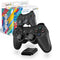 Specter Wireless Controller For PlayStation 2 Black Gamepad Replacement Brand New - Front View of Controller and Dongle Sitting in Front of Retail Box
