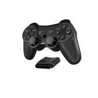Specter Wireless Controller For PlayStation 2 Black Gamepad Replacement Brand New - Angled View of Just the Controller and Receiver Outside of Retail Box