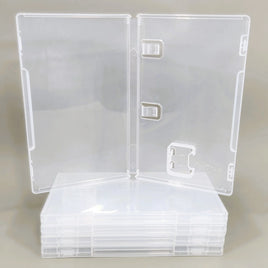 Nintendo Switch Replacement Game Case 5-Pack – New Clear Empty Cartridge Case - View Showing an open case sitting on top of several stacked cases