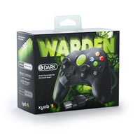 Warden Wired Controller For Original Xbox Black Gamepad Replacement Brand New - View of the Front of the Retail Box Packaging
