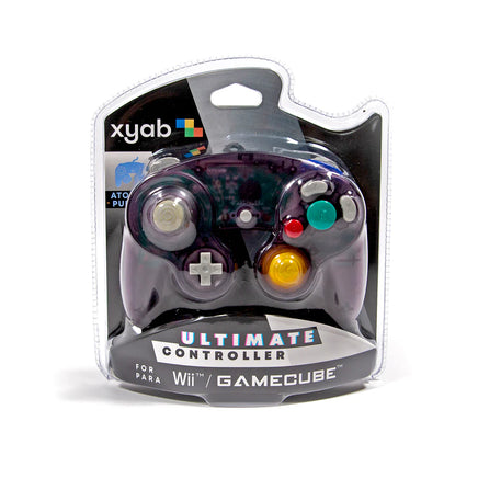 Wired Controller For Nintendo GameCube Wii Atomic Purple Gamepad Replacement Brand New - Front Straight On View of Retail Packaging
