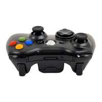 Xbox 360 Wireless Controller Black 24Ghz Gamepad Replacement Brand New Loose - Top view of control pad showing bumpers and trigger buttons along with port for the Play and Charge cable